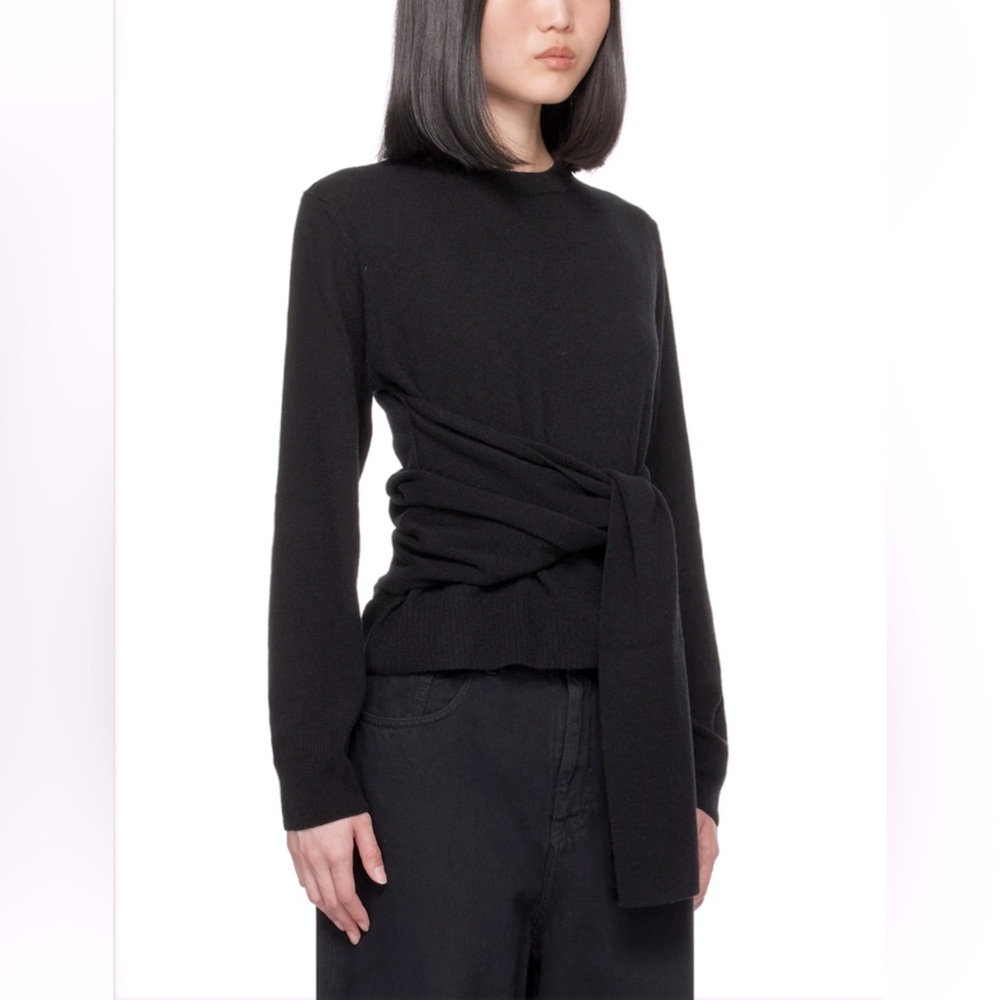 ZARA Ribbed Knit Top with Tie Wrap Belt, Sweater